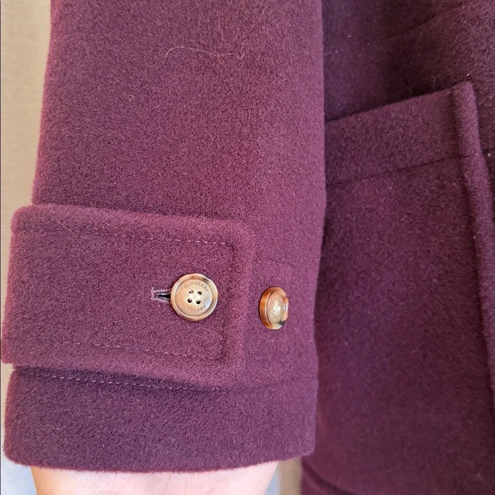 Burberry, Belfield Women’s Wine Red Merino Wool Hooded Overcoat, US 8 - Picture 9 of 12